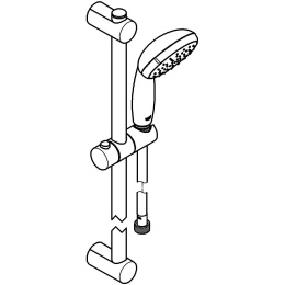 Душевой гарнитур GROHE Vitalio Start 100, 2 режима струи, душевая штанга 600 мм, 5,7 л/мин, чёрный (279482430)