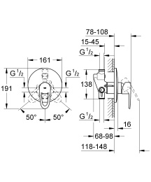 Смеситель для душа GROHE Europlus однорычажный, хром (19537001)