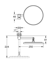Зеркало косметическое GROHE Selection фантомный чёрный (102279KF00)