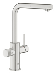 Смеситель для кухни GROHE Blue Pure Minta c вытяжным изливом и фильтрацией, суперсталь (30590DC0)