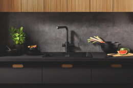 Смеситель для кухонной мойки GROHE Blue Pure Minta c вытяжным изливом, функцией фильтрации, без фильтра в комплекте, фантомный черный (30590KF0)