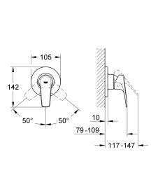 Внешняя часть смесителя для душа встраиваемый GROHE BauFlow, хром (19585000)