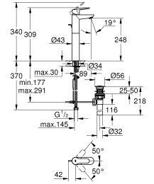 Смеситель для раковины GROHE BauEdge, XL-size, хром (32860000)