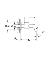 Кран для раковины GROHE BauEdge, без функции смешивания, хром (20238000)