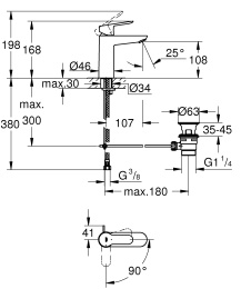 Смеситель для раковины GROHE BauEdge, M-size, хром (23759000)