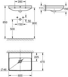 Раковина подвесная GROHE Euro Ceramic, альпин-белый (102417SH00)