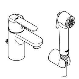 Смеситель для раковины GROHE Get с цепочкой и гигиеническим душем, хром (23238000)