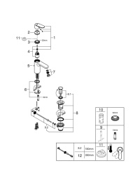 Смеситель для раковины GROHE Ge с донным клапаном, хром (23454000)