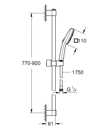 Душевой гарнитур GROHE Tempesta Cube 110, 3 режима струи, душевая штанга 900 мм, 7,4 л/мин, хром (26909003)