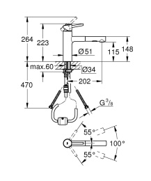 Смеситель для кухни GROHE Concetto с вытяжным душем, хром (30273001)