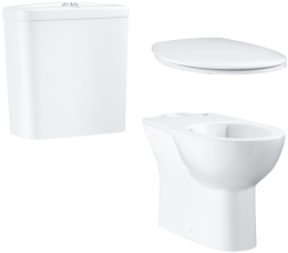 Унитаз напольный GROHE Bau Ceramic с бачком и сиденьем c микролифтом, альпин-белый (NW0080)