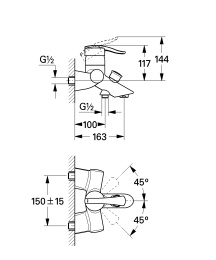 Смеситель для ванны GROHE Ectos однорычажный, хром (33397IP0)