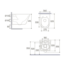 Комплект инсталляции GROHE Rapid SL 38772SH0 с унитазом Aqueduto CONE CONT2130 и раковиной Aqueduto ESPIRAL ESP0430 (NW0647)