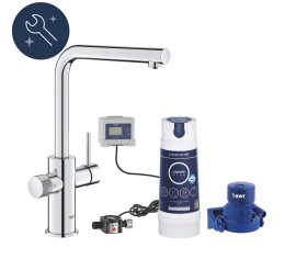 Смеситель для кухонной мойки GROHE Blue Pure Minta c вытяжным изливом, функцией фильтрации, с фильтром в комплекте, хром (30591000)