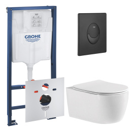 Комплект инсталляции GROHE Rapid SL 1000044 с унитазом Aquatek ЕВРОПА AQ1106-00 и сиденьем с микролифтом (NW0674)