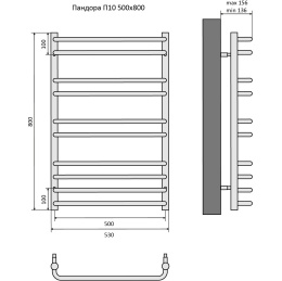 Полотенцесушитель водяной Aquatek Пандора П10 500x800, черный муар AQ RRC1080BL