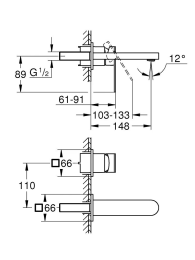 Внешняя часть смесителя для раковины GROHE Plus на 2 отверстия, M-Size, темный графит матовый (29303AL4)