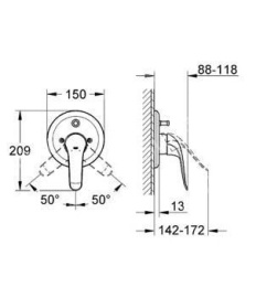 Внешняя часть смесителя для ванны GROHE Euroeco Special, хром (32785000)