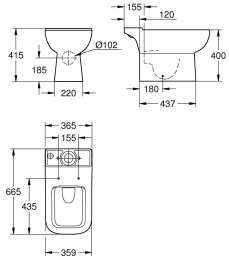 Унитаз напольный безободковый GROHE Bau Edge, альпин-белый (39811000)