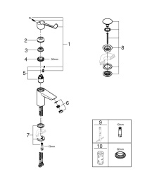 Смеситель для раковины GROHE Eurosmart, S-size, хром (23982003)