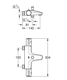 Термостат для ванны GROHE Grohtherm 800, без подключений, фантомный чёрный (1022062430)