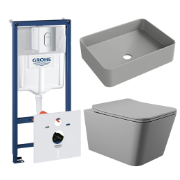 Комплект инсталляции GROHE Rapid SL 3 в 1 (NW0145/S) с унитазом Aqueduto MACIO MACT2130 и раковиной Aqueduto ESPIRAL ESP0430 (NW0654)