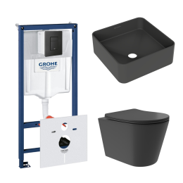 Комплект инсталляции GROHE Solido 38811KF0 с унитазом Aqueduto OVO Plus OVOT0240 и раковиной Aqueduto ESPIRAL ESP0340 (NW0379)