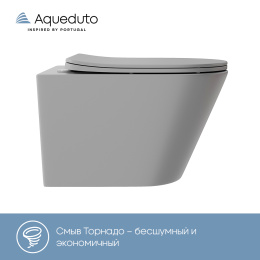 Унитаз подвесной Aqueduto CONE 525*360 безободковый, сиденье с микролифтом, серый матовый (CONT2130)