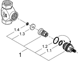 Встраиваемая часть вентиля GROHE, резьба 1/2″ (29032000)