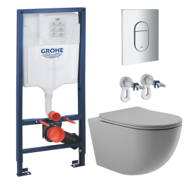 Комплект инсталляции GROHE Rapid SL 3 в 1 (NW0145/S) с унитазом Aqueduto OVO и раковиной Aqueduto ESPIRAL ESP0430 (NW0481)