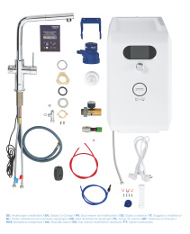 Смеситель для кухни GROHE Blue Professional с вытяжным изливом, функцией фильтрации, системой охлаждения и газирования воды, Wi-Fi, хром (313