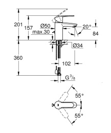 Смеситель для раковины GROHE Eurostyle Cosmopolitan, S-size, хром (3355720E)