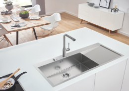 Смеситель для кухни GROHE Essence с вытяжным изливом 2jet, суперсталь (30504DC0)