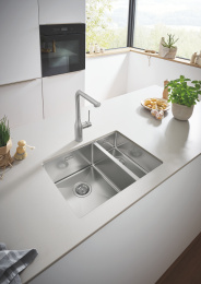 Смеситель для кухни GROHE Essence с вытяжным изливом 2jet, суперсталь (30504DC0)