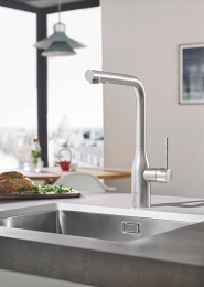 Смеситель для кухни GROHE Essence с вытяжным изливом 2jet, суперсталь (30504DC0)