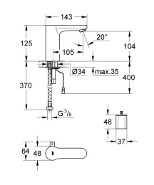 Смеситель для раковины GROHE Eurosmart Cosmopolitan E инфракрасный, хром (36327000)