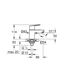 Кран для раковины GROHE BauLoop, без функции смешивания, хром (20422001)