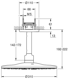 Верхний душ GROHE Rainshower SmartActive 310, 2 режима, 142 мм, фантомный черный (22124KF0)