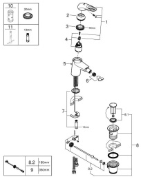 Смеситель для биде GROHE Eurostyle с донным клапаном, S-size, белая луна (33565LS3)