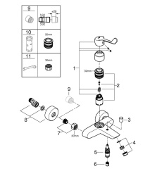 Смеситель для ванны GROHE Eurosmart, хром (25243003)