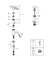 Смеситель для раковины GROHE Eurosmart, S-size, хром (23980003)
