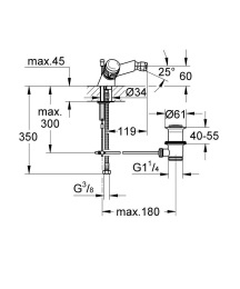 Смеситель для биде GROHE Supra с донным клапаном, хром (24474000)