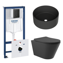 Комплект инсталляции GROHE Solido 38811KF0 с унитазом Aqueduto CONE CON0140 и раковиной Aqueduto ESPIRAL D400 ESP0140 (NW0431)