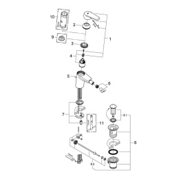 Смеситель для биде GROHE Eurodisc Cosmopolitan с донным клапаном, хром (33244002)