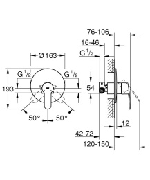 Смеситель для душа GROHE Eurostyle Cosmopolitan с монтажной частью, хром (33635002)