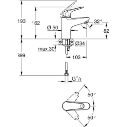 Смеситель для раковины GROHE Euroeco, S-size, хром (32734001)