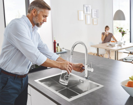 Смеситель для кухонной мойки GROHE Blue Home с системой фильтрации, охлаждения и газирования воды, хром (31455000)