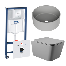 Комплект инсталляции GROHE Rapid SL 38775001 с унитазом Aqueduto MACIO MACT2130 и раковиной Aqueduto ESPIRAL D400 ESP0130 (NW0588)