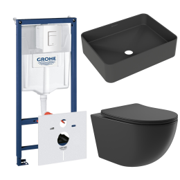 Комплект инсталляции GROHE Rapid SL 38772SH0 с унитазом Aqueduto OVO OVOT2140 и раковиной Aqueduto ESPIRAL ESP0440 (NW0652)