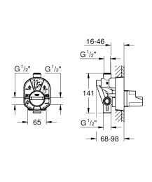 Встраиваемая часть однорычажного смесителя для ванны GROHE (33961000)